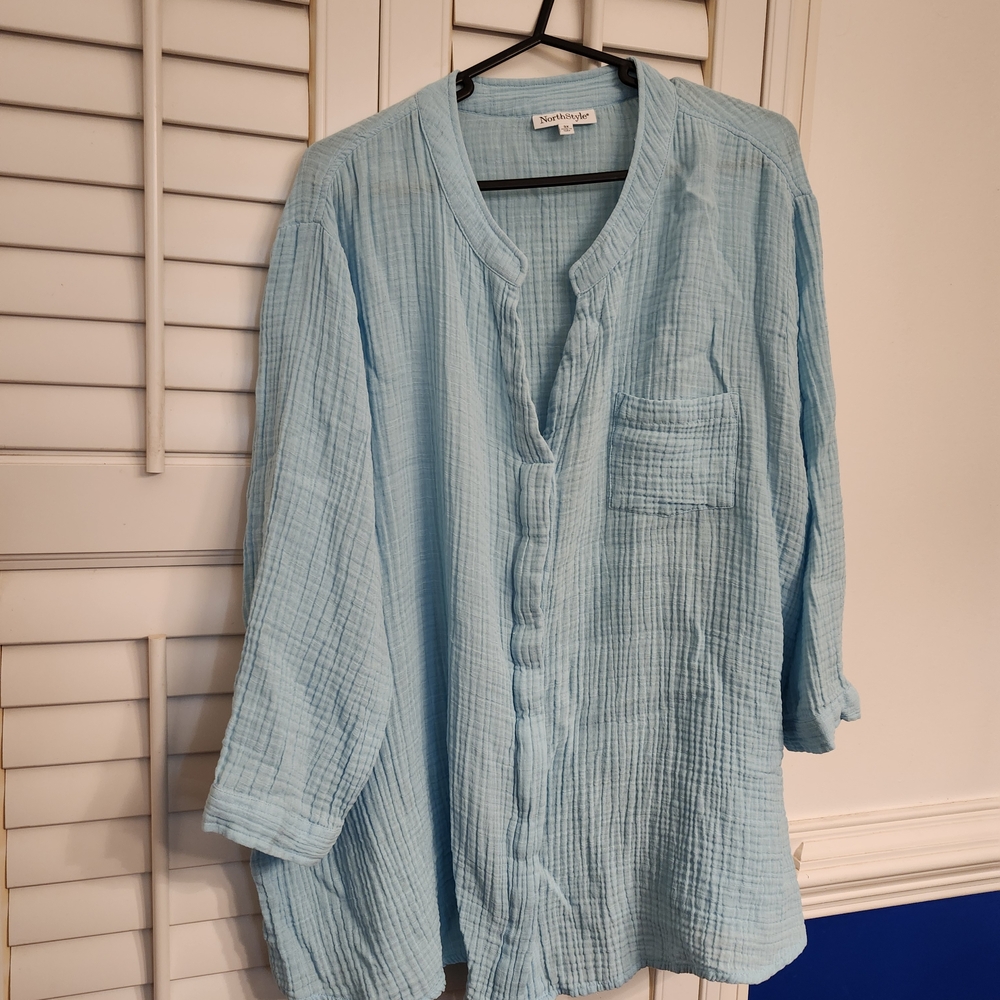 NorthStyle Light Blue Casual Button Down Shirt